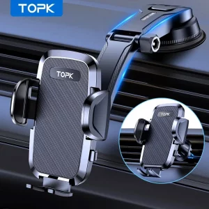 topk support de téléphone pour voiture, support mains libres 2 en 1, carte prada et grille d'aération, compatible avec iphone, samsung, android