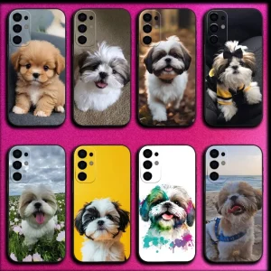 coque de téléphone pour chien shih tzu, étui noir pour samsung s25,s24,s21,s22,s23,s30,ultra,s20,plus,fe,lite,note,10,9,5g